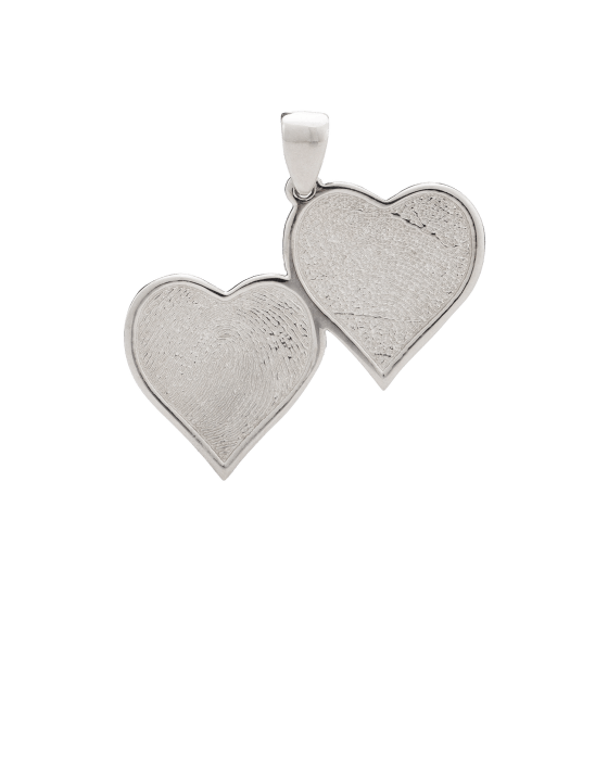 Double Heart Fingerprint Sterling Keepsake